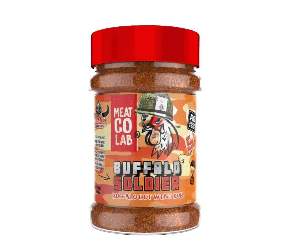 Angus & Oink | Buffalo Soldier Rub | Ultimate Spice Blend for Buffalo Wings | Unleash the Heat | Perfect for Grilling & Frying | Gluten-Free | 200g