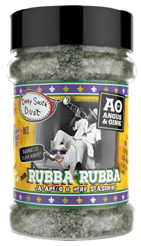 Angus & Oink | Rubba Rubba Jalapeno & Herb Seasoning | Authentic Creole and Cajun Flavours | Perfect for Shrimp, Pork, Fish, & Chicken | 200g