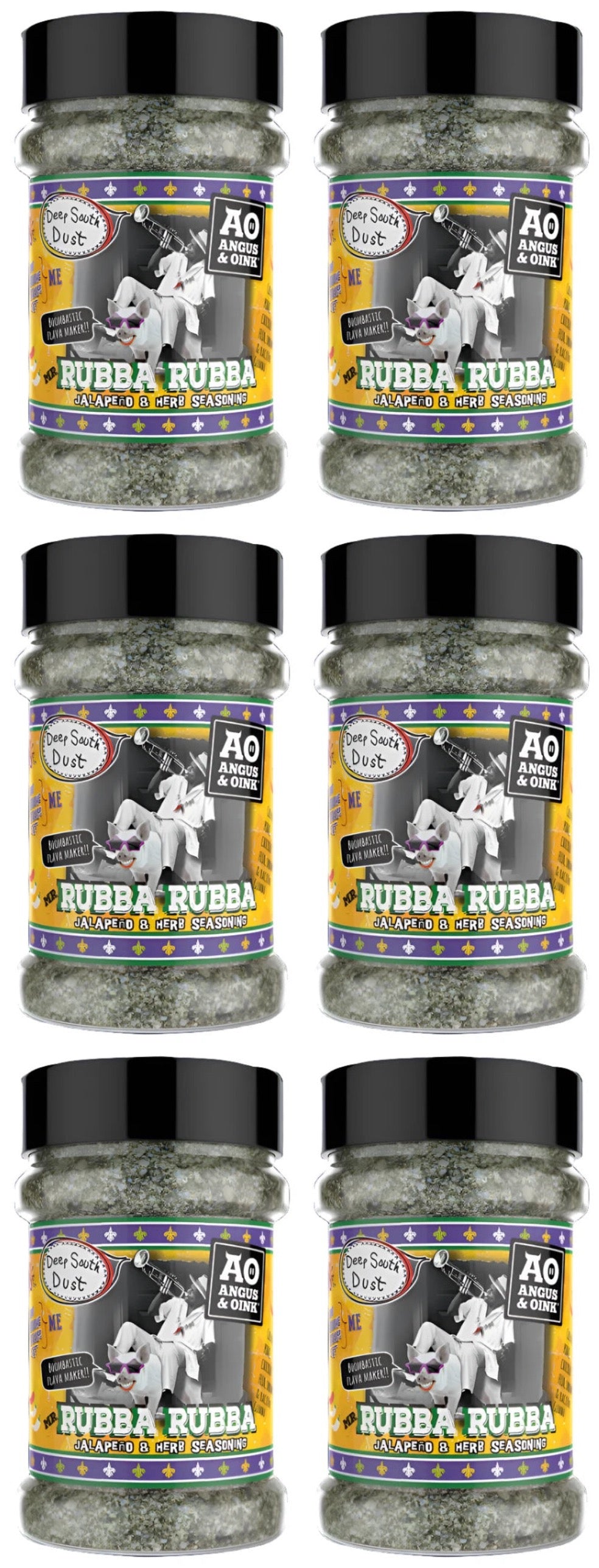 Angus & Oink | Rubba Rubba Jalapeno & Herb Seasoning | Authentic Creole and Cajun Flavours | Perfect for Shrimp, Pork, Fish, & Chicken | 200g