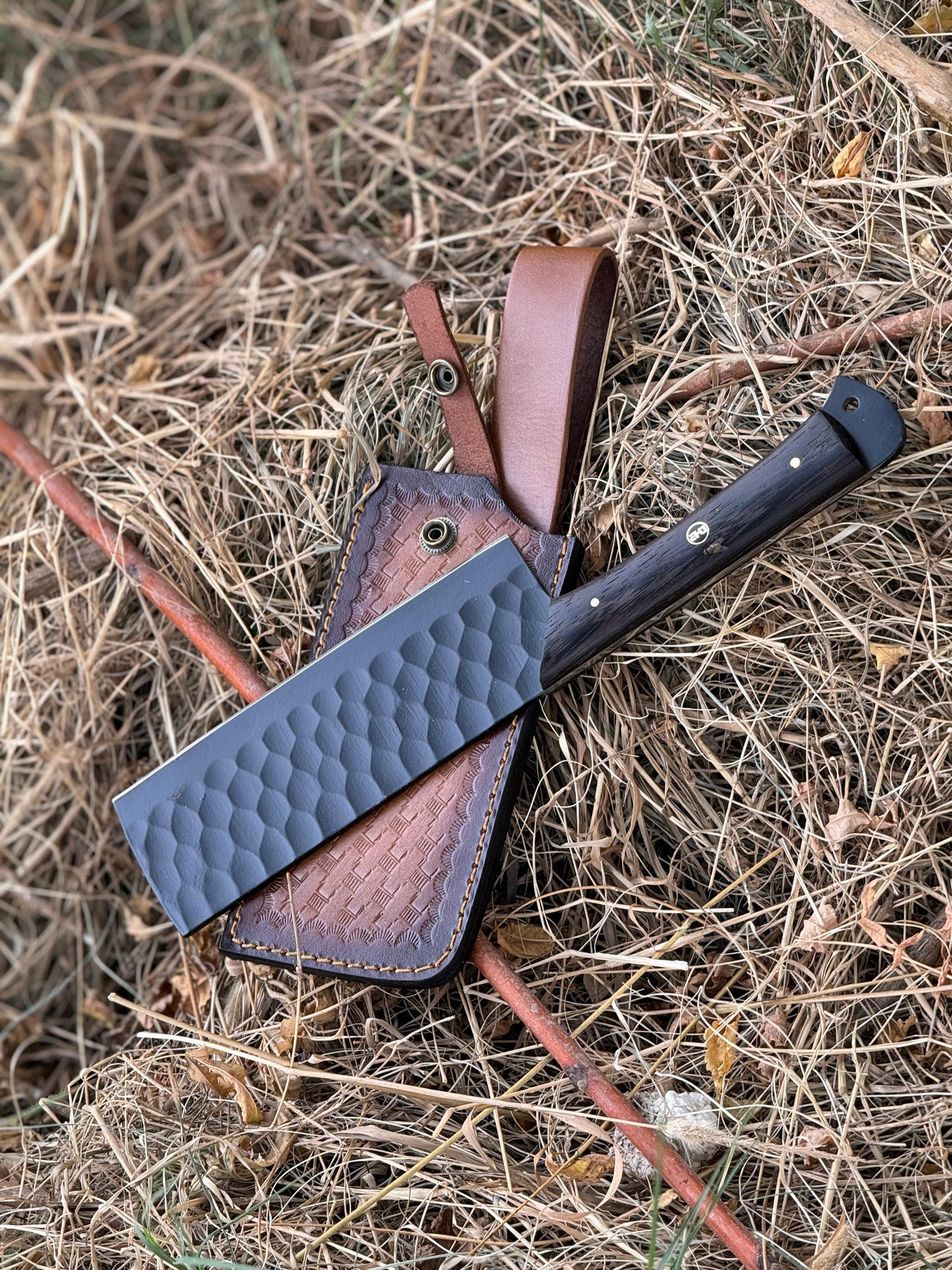 🔥 DAMASCUS 11” CLEAVER ARTISAN KNIFE CARBON STEEL WITH SHEATH (BLACK)