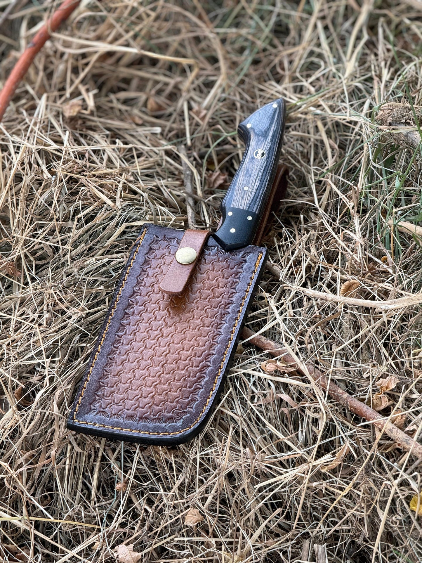 🔥 DAMASCUS 11” CLEAVER ARTISAN KNIFE CARBON STEEL WITH SHEATH (GREY)