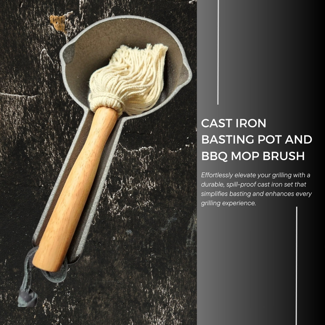 🔥Pre-Seasoned Cast Iron Basting Pot and Wood Handle Brush Set