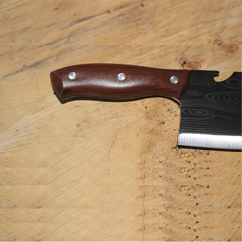 Lightweight Stainless Steel Utility Cleaver with Damascus-Style Etched Pattern (11")